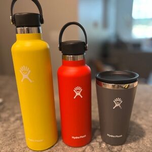 Bundle of 3!! HydroFlask Trio in Yellow, Red, and Gray